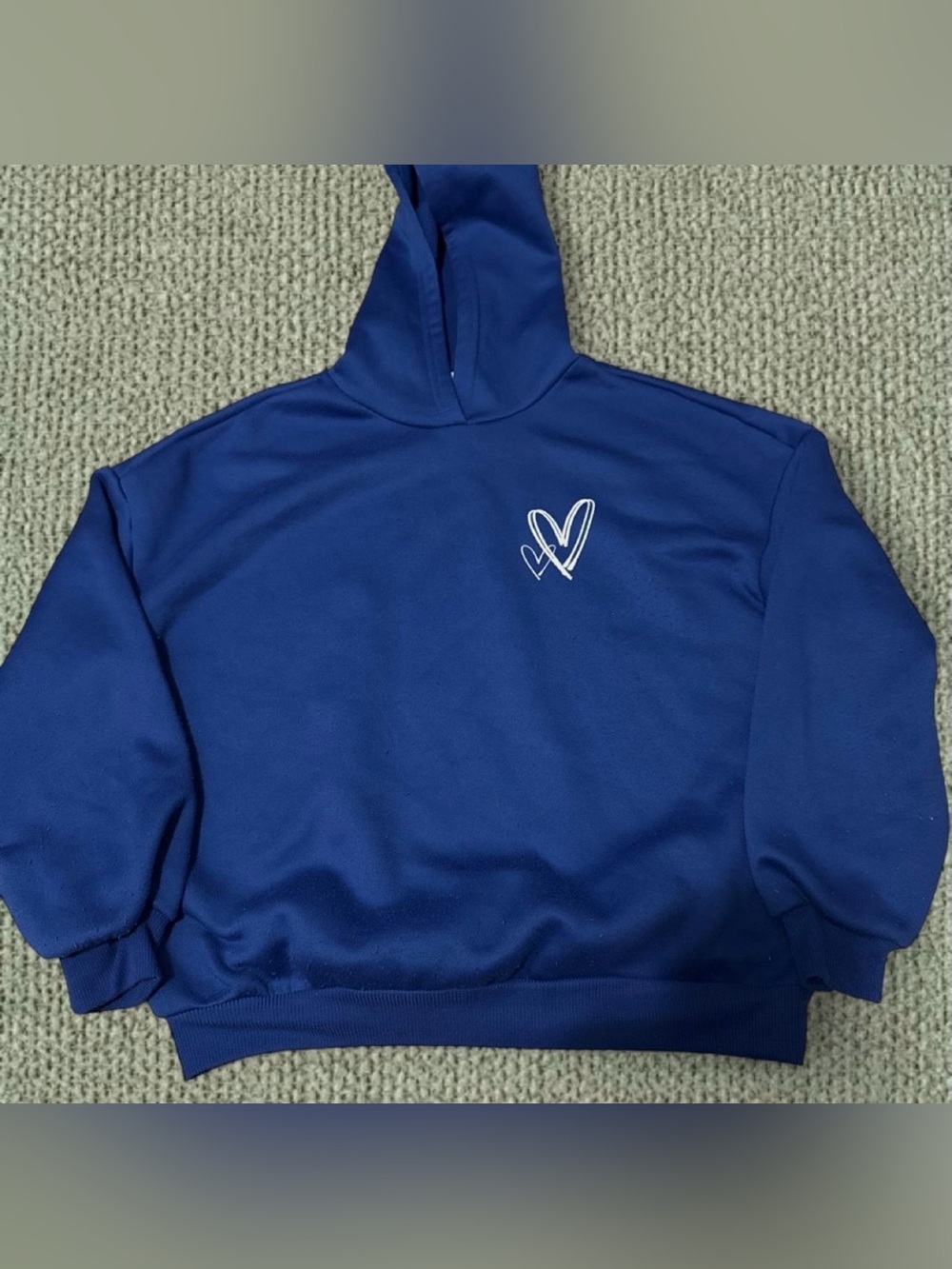 SHEIN Teen Royal Blue Heart Graphic Hoodie - Size 14Y